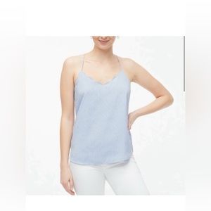 NWT J. Crew Striped scalloped cami top in Blue and White size 2